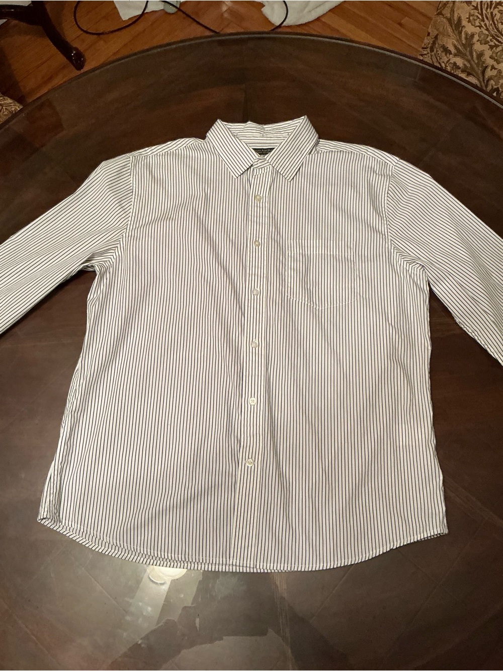 Banana Republic White Dress Shirt with Black Pinstripes